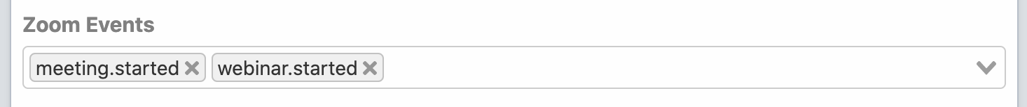 Zoom Events drop-down